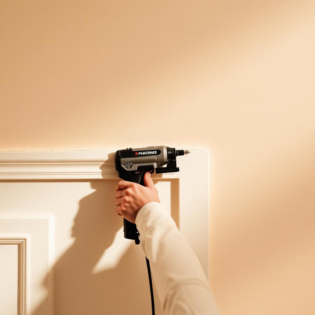 Installing baseboard trim with nail gun