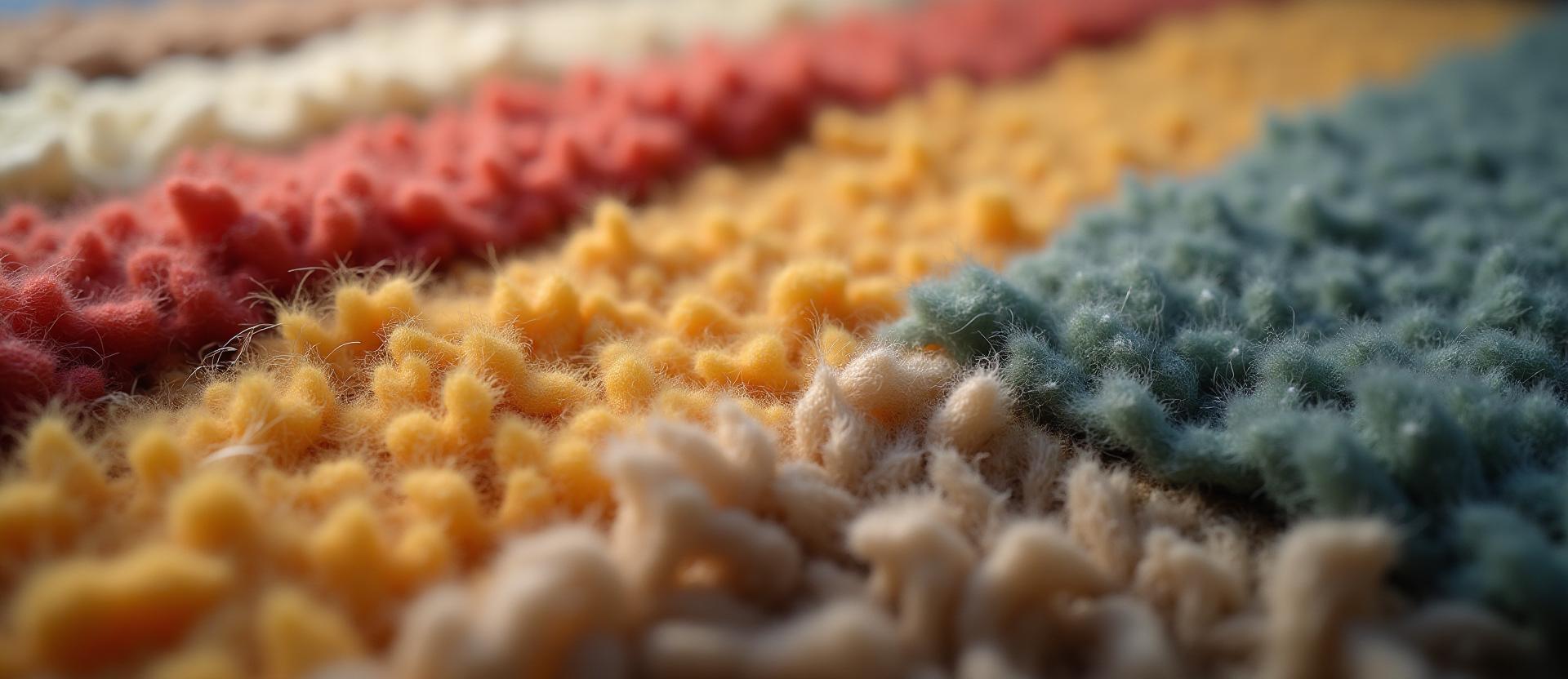 Carpet fiber textures in multiple colors and pile heights