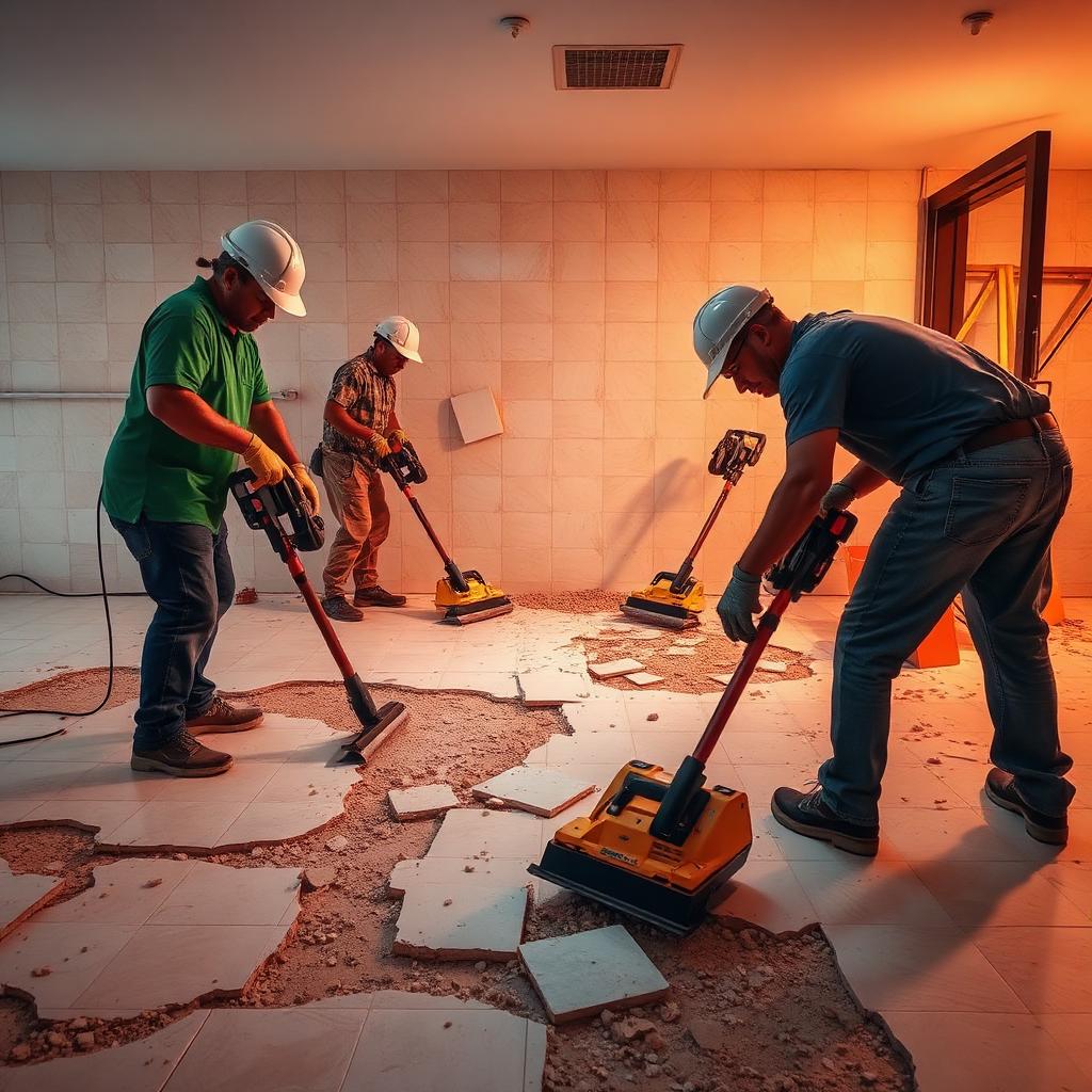 Professional floor removal with dust containment